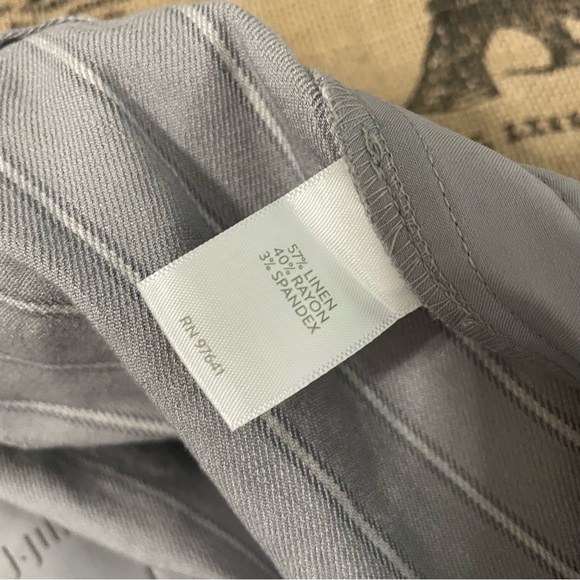 J.Jill NWT! Linen Stretch Gray/White Straight Leg Crop Pant Size 10 - Picture 9 of 14